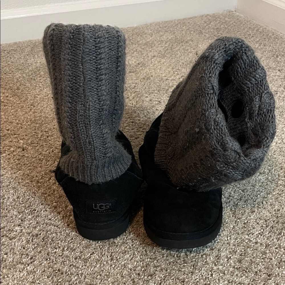 UGG Charcoal and Black Knit Boots, 8 US Women’s